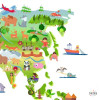 Sticker mural enfant Carte du monde des dessins