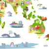 Sticker mural enfant Carte du monde des dessins