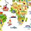 Sticker mural enfant Carte du monde des dessins