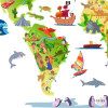 Sticker mural enfant Carte du monde des dessins