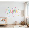 Vinil decoratiu personalitzat amb nom i cors de colors per a habitació infantil