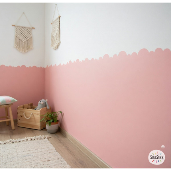 Self-adhesive half wall wallpaper with irregular waves on a modern wall