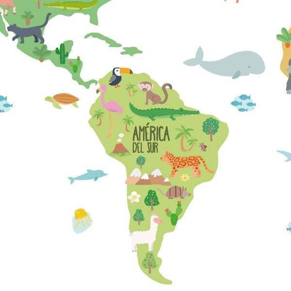 Vinil infantil Mapa mundi dibuixos