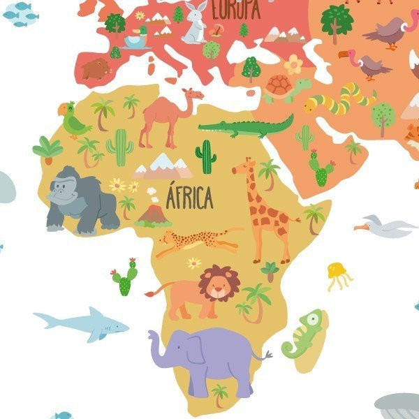 Vinil infantil Mapa mundi dibuixos