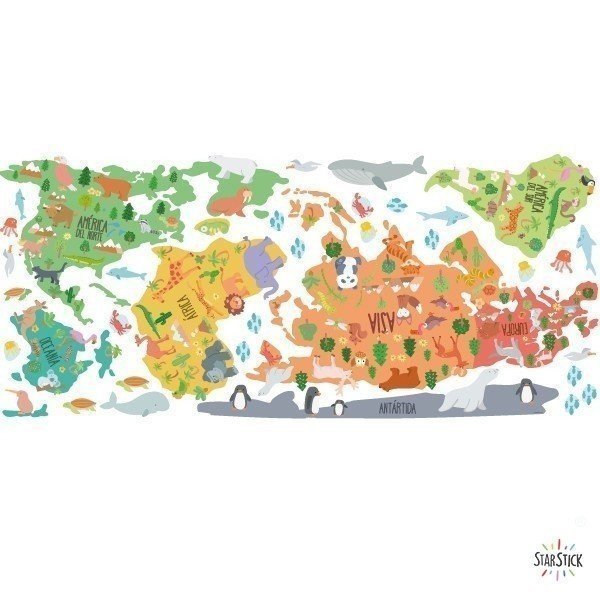 vinilos infantiles - Mapa mundi de dibujos