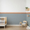 Self-adhesive wallpaper half height waves and squares modern wall decor