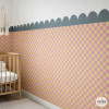 Papier adhésif mural mi-hauteur avec vagues et carreaux décoration moderne