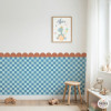 Papier adhésif mural mi-hauteur avec vagues et carreaux décoration moderne