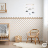 Papier adhésif mural mi-hauteur avec vagues et carreaux décoration moderne