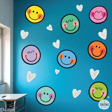 Sticker décoratif enfant avec visages souriants colorés