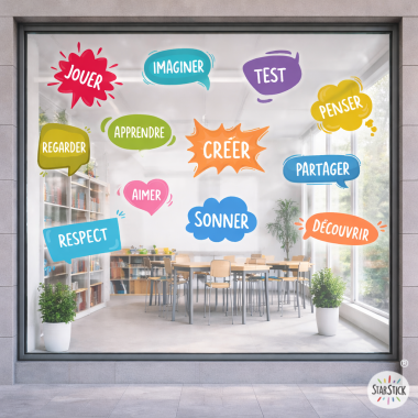 Decorative window decals with motivational quotes – educational decoration for classrooms
