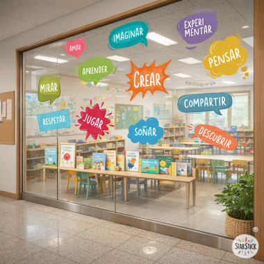 Decorative window decals with motivational quotes – educational decoration for classrooms