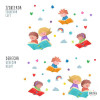 Vinil decoratiu infantil per a cristalls inspirat en el món de la lectura