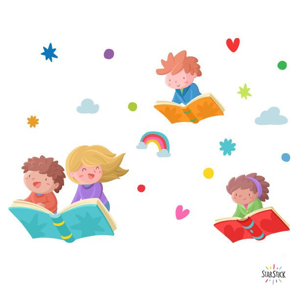 Children’s decorative window decal inspired by the world of reading