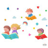 Vinil decoratiu infantil per a cristalls inspirat en el món de la lectura