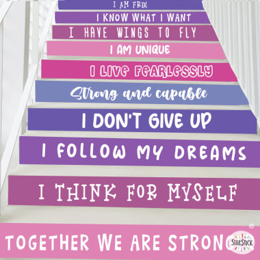 ¡Elige idioma! Pack de 10 peldaños - Empoderamiento femenino - Decoración de escaleras