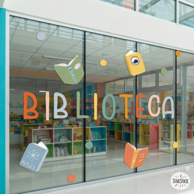 Decorative stickers for libraries by the StarStick brand for applying on glass surfaces