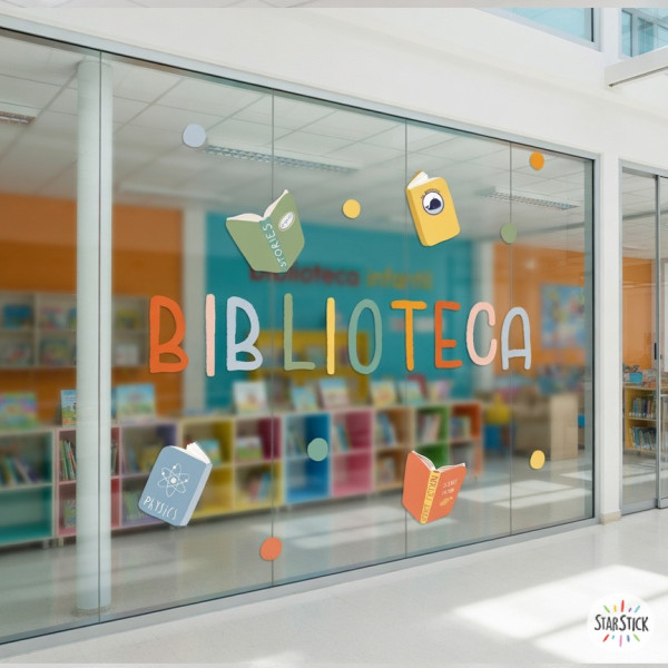 Vinil decoratiu per a biblioteques de la marca StarStick per enganxar en vidres