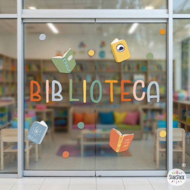 Decorative stickers for libraries by the StarStick brand for applying on glass surfaces