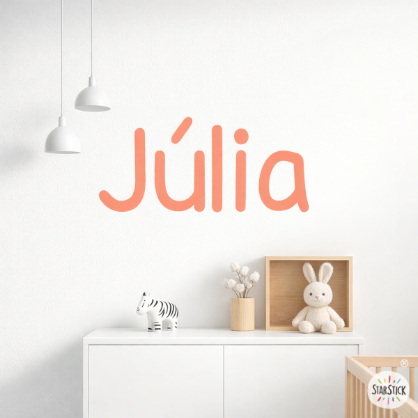 Personalised children’s name sticker, ideal for decorating baby and kids’ rooms.