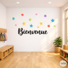 Educational welcome stickers with colorful stars to decorate classrooms and hallways in schools