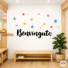 Educational welcome stickers with colorful stars to decorate classrooms and hallways in schools