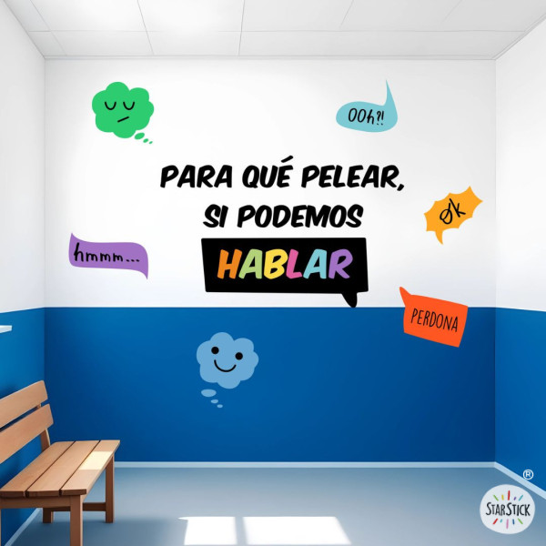 Vinilos para escuelas. Decora aulas y pasillos - ¡No nos peleamos, hablamos!