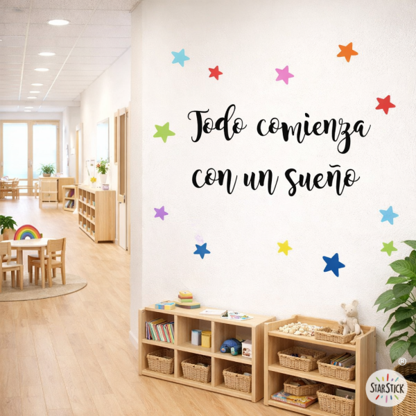 Educational values vinyl for schools with the motivational message Everything begins with a dream to decorate classrooms