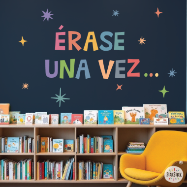Vinilo infantil Érase una vez para decorar bibliotecas y rincones de lectura
