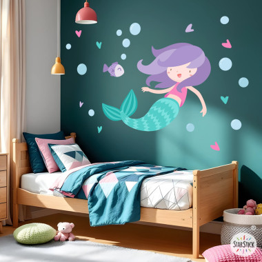 Kids mermaid wall sticker –...