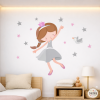 Vinilos niña princesa con pajarito para habitación niña