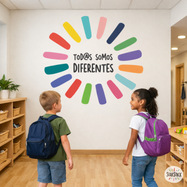Vinilo educativo Tod@s somos diferentes | Decoración escolar inclusiva