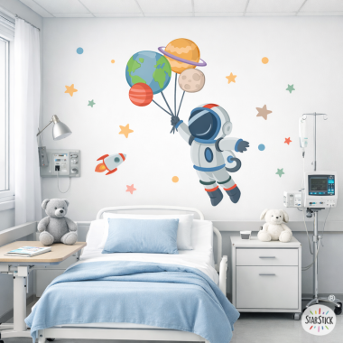 Vinil infantil per a hospitals pediàtrics | Astronauta amb planetes