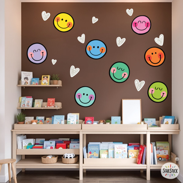 Vinil decoratiu infantil amb cares somrients de colors