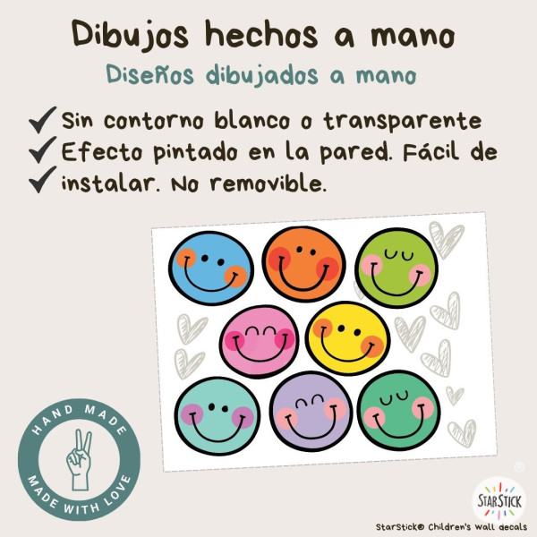 Vinil decoratiu infantil amb cares somrients de colors