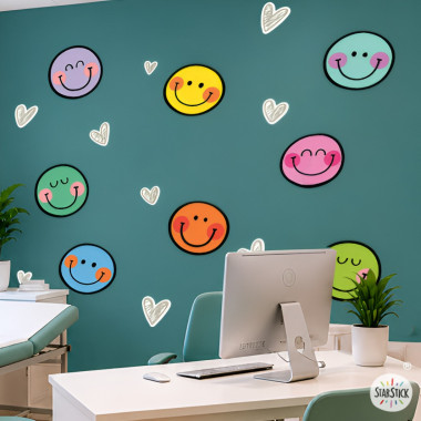 Vinilos para centros de salud | Emojis sonrientes para paredes pediátricas