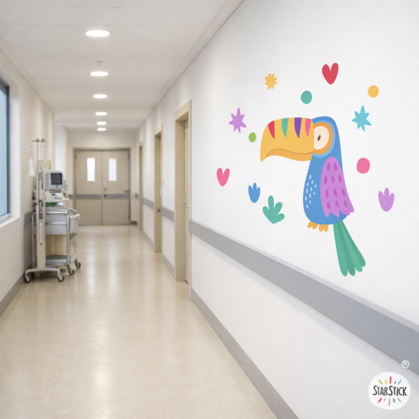 Paediatric stickers to humanise hospitals | Carnival toucan for children's walls