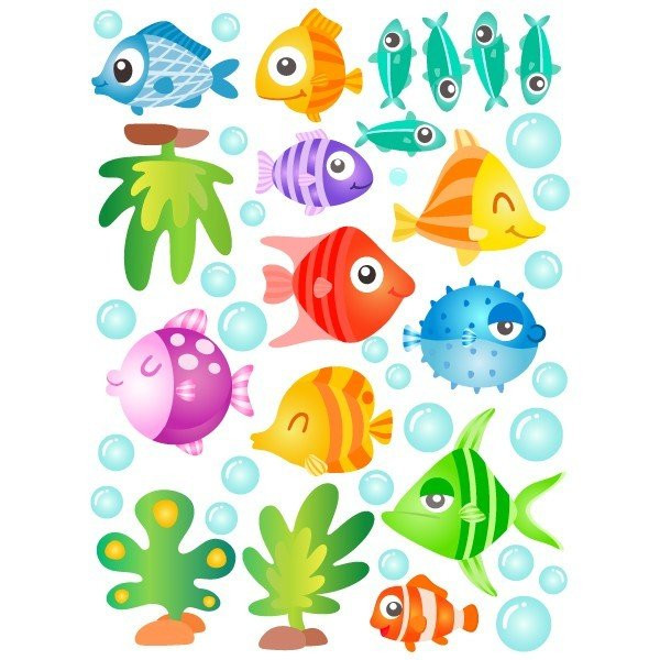 Vinilos decorativos pediatría peces tropicales | Pegatinas infantiles