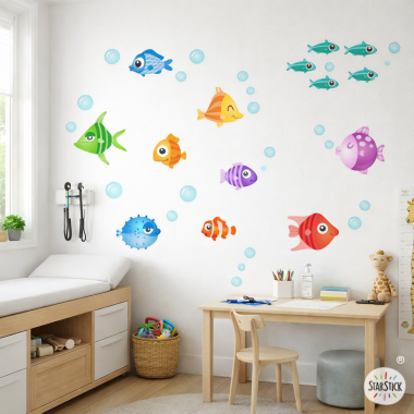 Vinilos decorativos pediatría peces tropicales | Pegatinas infantiles