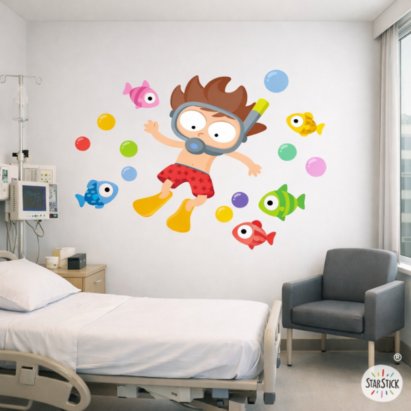 Vinilos decorativos para hospitales infantiles - Niño buceador