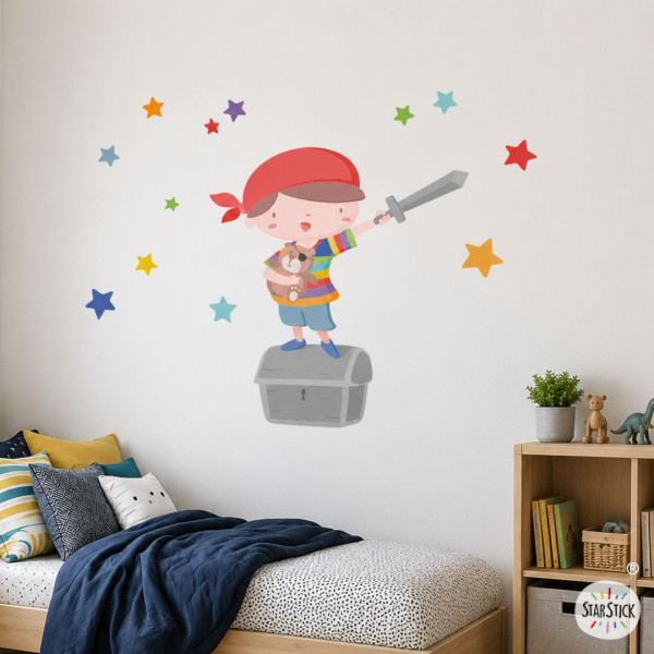 Vinilos niño Súper niño pirata – Aventuras para habitación de bebé y niño