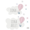 Balloon Explorer Bunny - Vinyle personnalisable - Nom de la porte