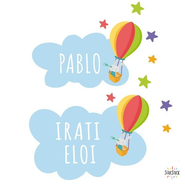 Balloon Explorer Bunny - Vinyle personnalisable - Nom de la porte