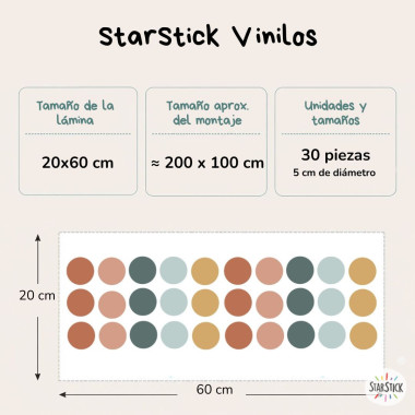 Vinilos decorativos confetis boho para pared estilo nórdico en habitación infantil