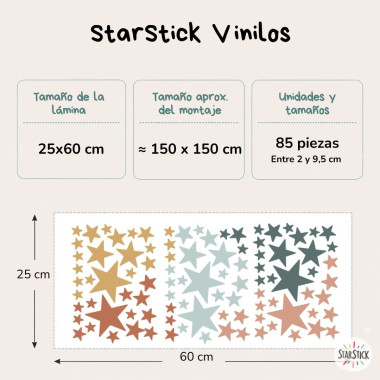 85 Estrelles Boho Chic | Vinils decoratius autoadhesius | Adhesius per a parets, mobles i més