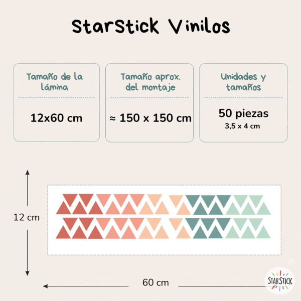 Stickers décoratifs effet peint sur le mur – Triangles couleurs Terre
