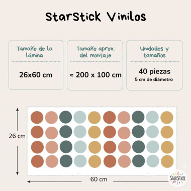 Vinils decoratius Confetis Boho – Adhesius de paret – Decoració nòrdica