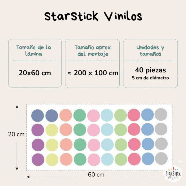 Decorative sticker confetti in pastel colors | Pack of 40 self-adhesive wall stickers