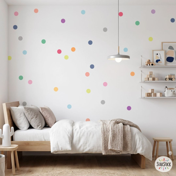 Vinilo decorativo confetis colores pastel | Pack 40 piezas autoadhesivas pared