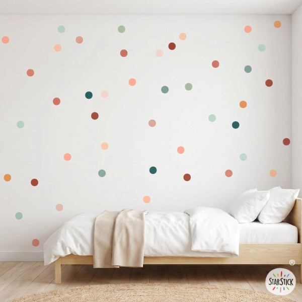 Pegatinas decorativas de pared - Confetis tonos tierra y verde